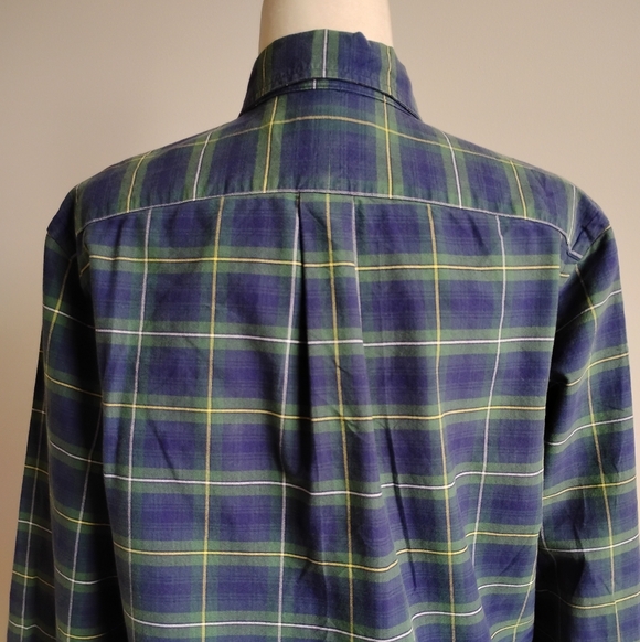 Ralph Lauren Cotton Oxford Cloth Button Down Shirt Blue Plaid Classic Size Med - Picture 8 of 12